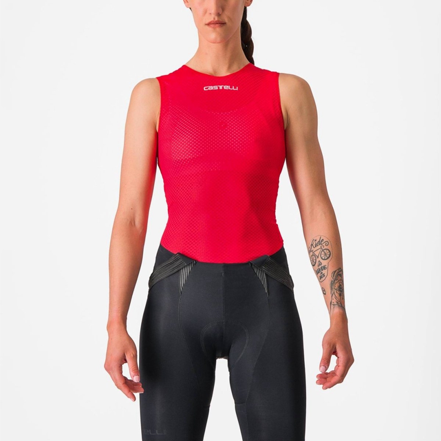 Red Women Castelli PRO MESH W SLEEVELESS Base Layer | HPGB-15947