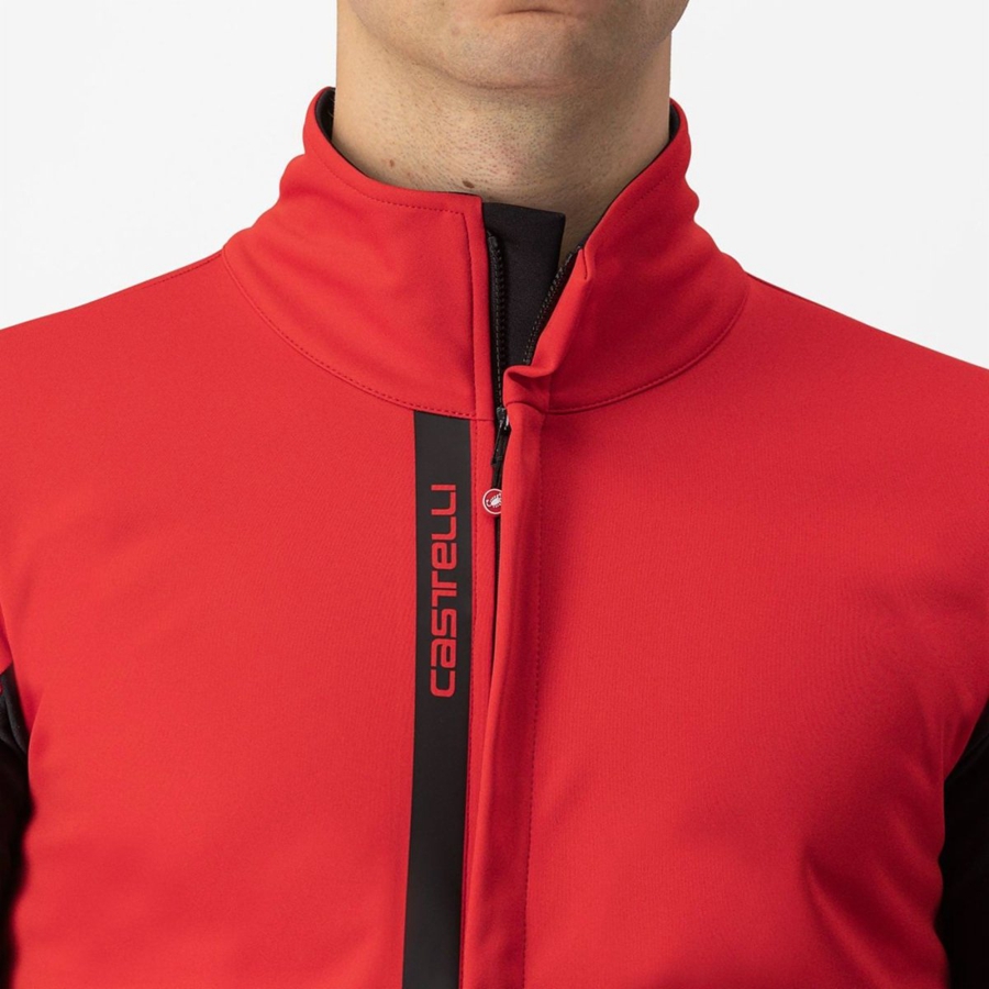 Red / Black Black Men Castelli ENTRATA Jackets | HIWV-75263