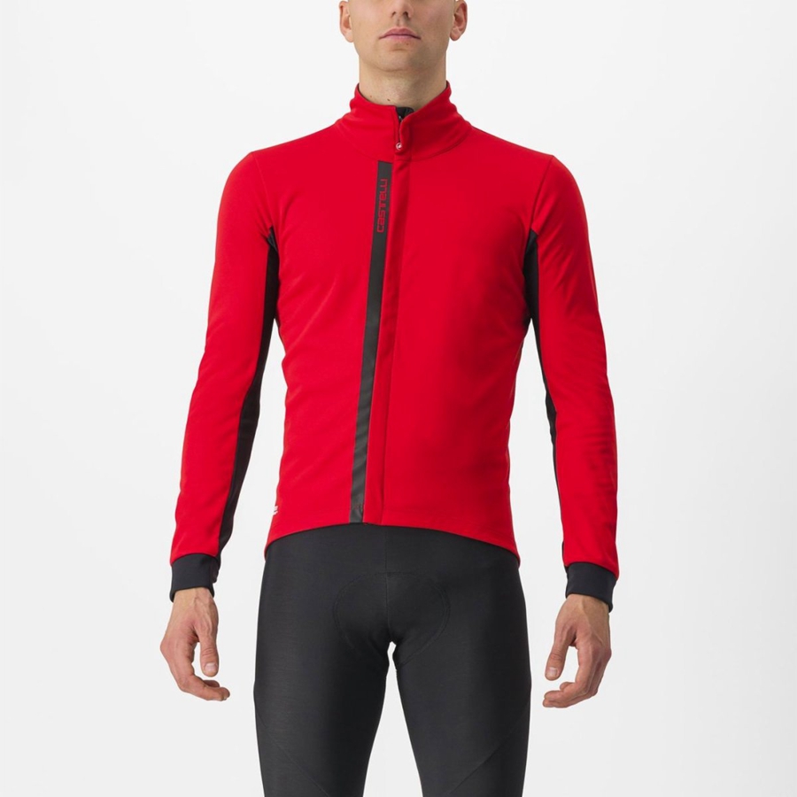 Red / Black Black Men Castelli ENTRATA Jackets | HIWV-75263