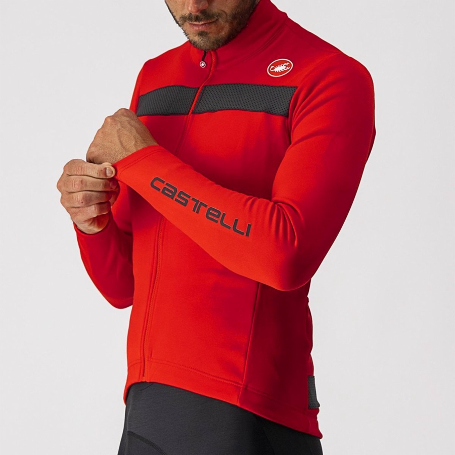 Red / Black Men Castelli PURO 3 FZ Jersey | YVBJ-24507