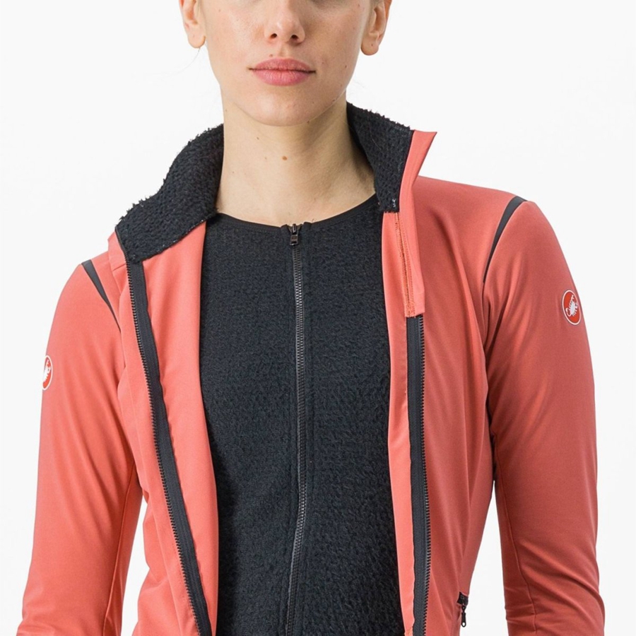 Red / Black / Black Women Castelli ALPHA FLIGHT ROS W Jackets | TEDR-09387