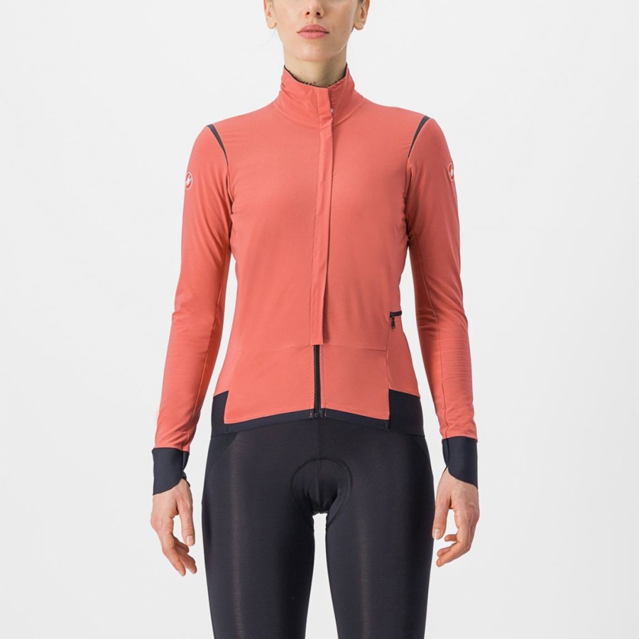 Red / Black / Black Women Castelli ALPHA FLIGHT ROS W Jackets | TEDR-09387