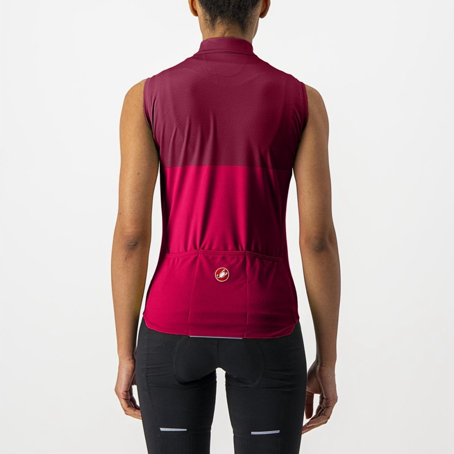 Red / Burgundy Women Castelli VELOCISSIMA SLEEVELESS Jersey | LNBD-07439