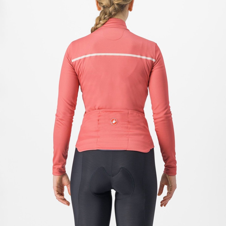 Red / Cream Pink Women Castelli SINERGIA 2 FZ Jersey | PIOU-75206