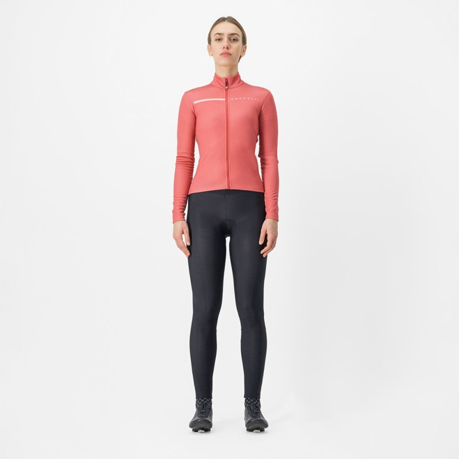 Red / Cream Pink Women Castelli SINERGIA 2 FZ Jersey | PIOU-75206