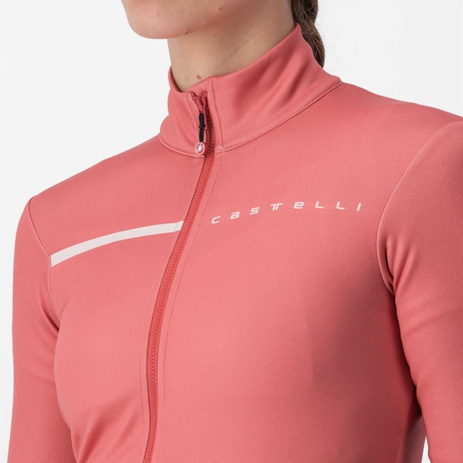 Red / Cream Pink Women Castelli SINERGIA 2 FZ Jersey | PIOU-75206