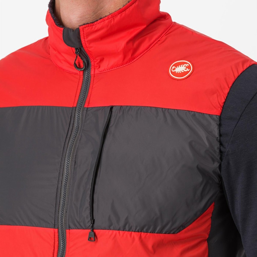 Red / Dark Grey Men Castelli UNLIMITED PUFFY Vest | MAED-02481