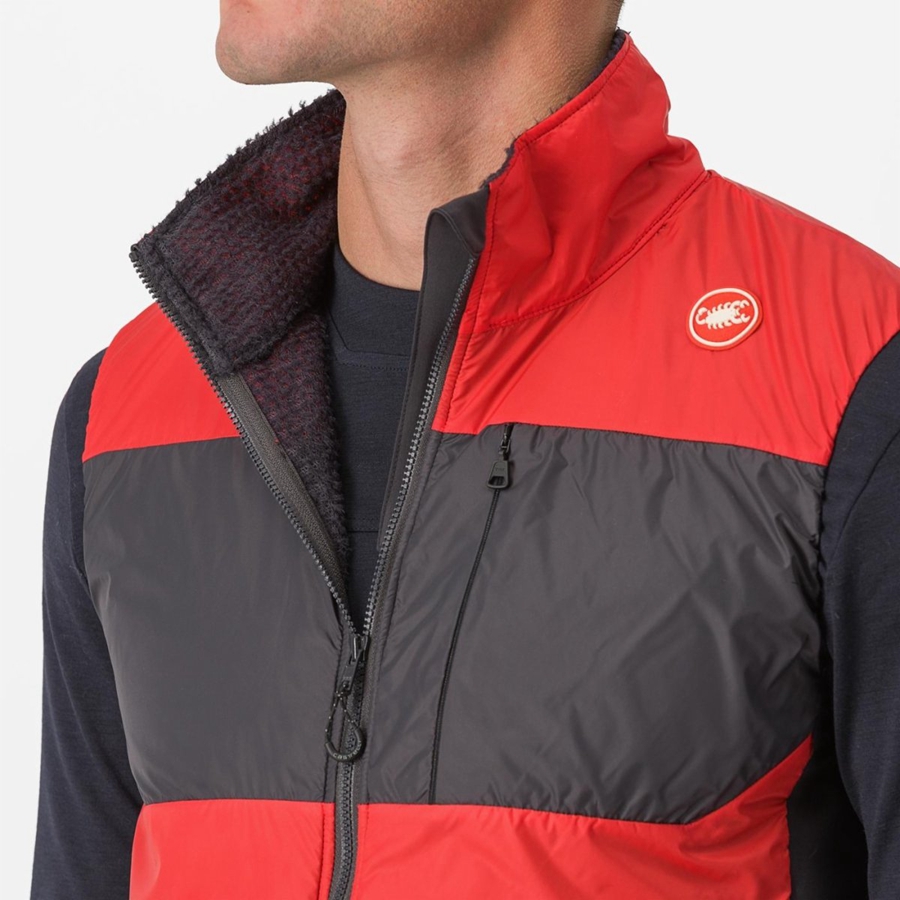 Red / Dark Grey Men Castelli UNLIMITED PUFFY Vest | MAED-02481