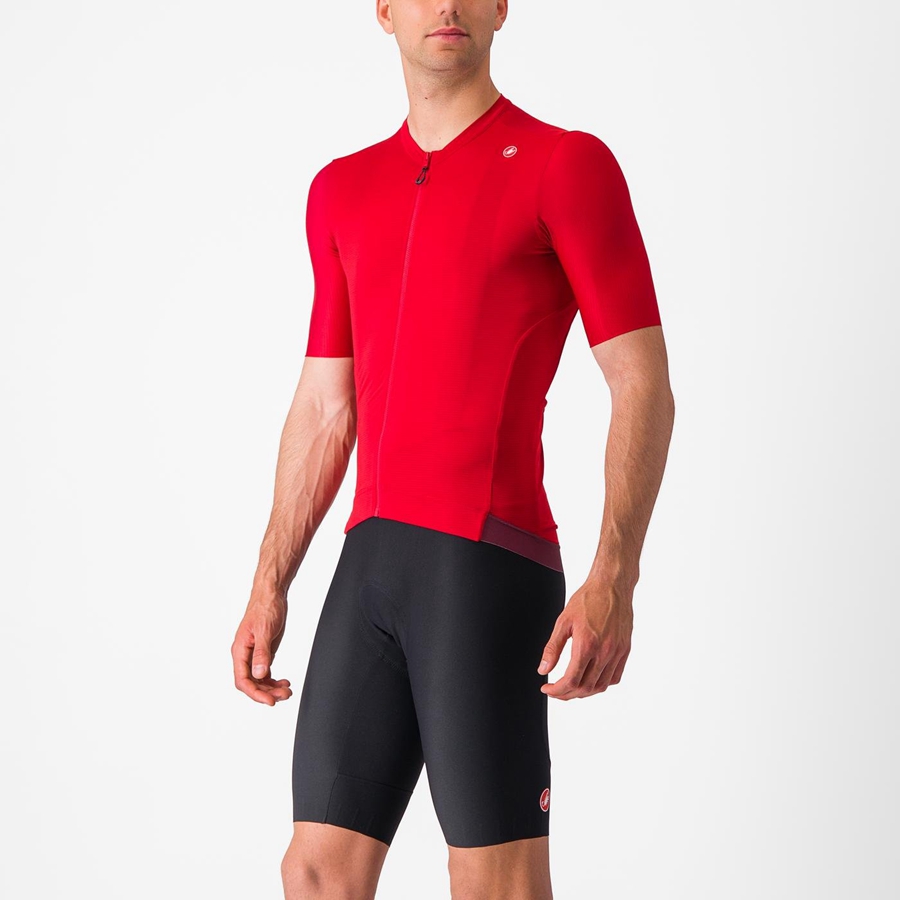 Red / Deep Burgundy Men Castelli ESPRESSO Jersey | SWMR-24501