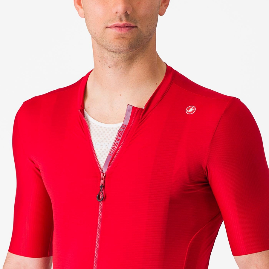 Red / Deep Burgundy Men Castelli ESPRESSO Jersey | SWMR-24501