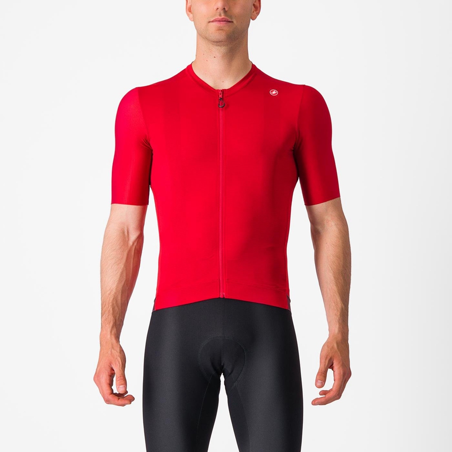 Red / Deep Burgundy Men Castelli ESPRESSO Jersey | SWMR-24501