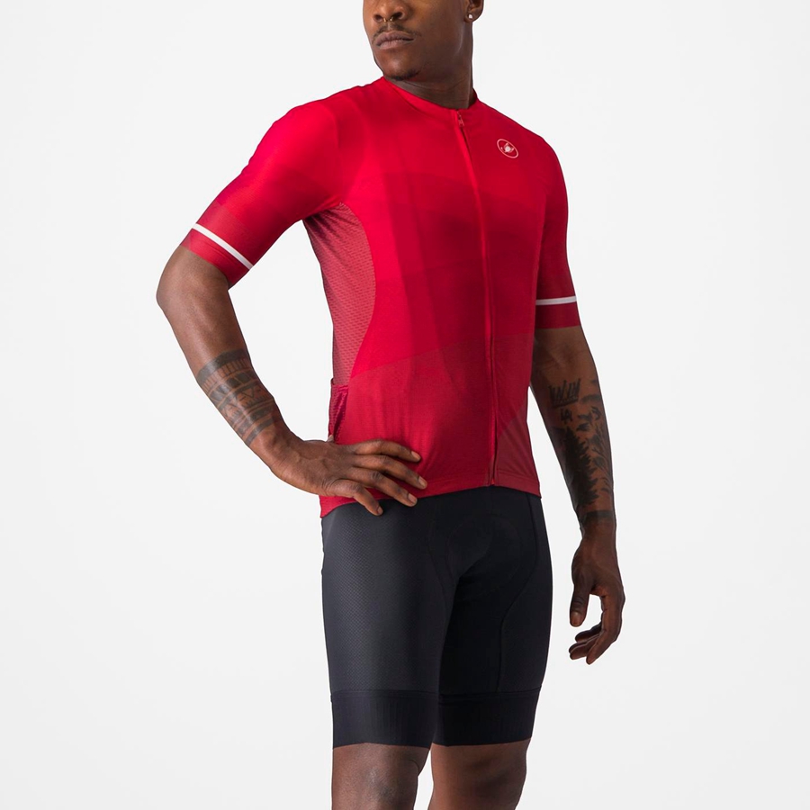 Red / Red / White Men Castelli ORIZZONTE Jersey | NDUC-07895