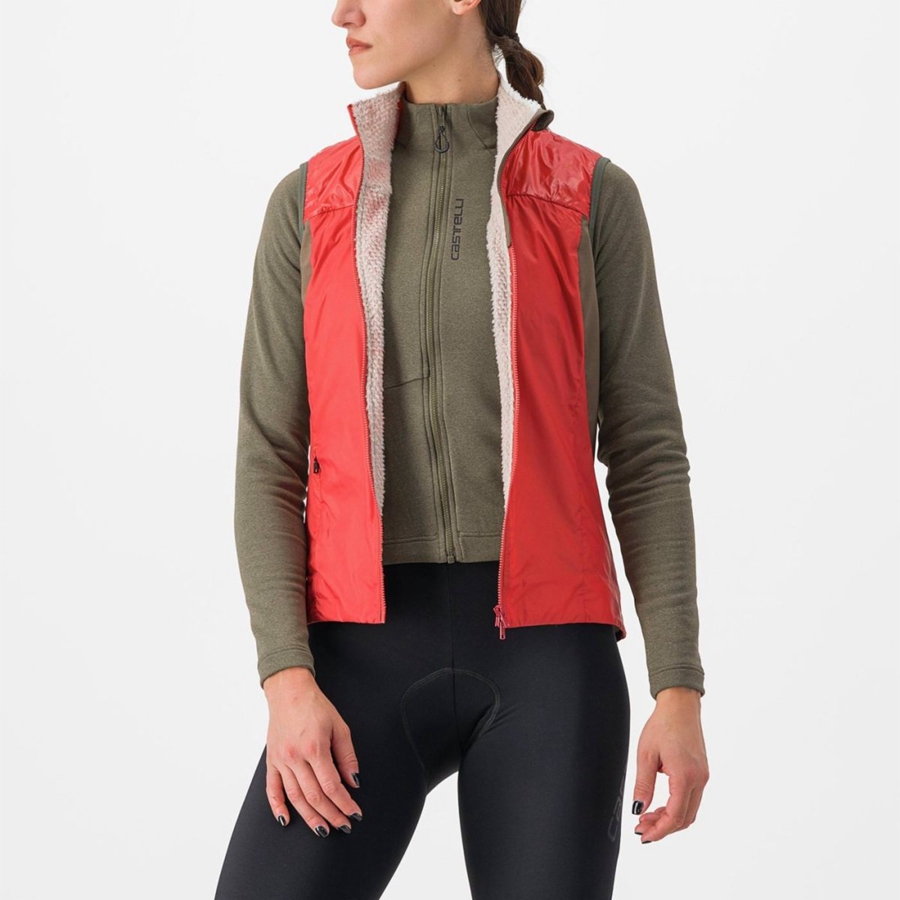 Red / Silver Grey Women Castelli UNLIMITED W PUFFY Vest | ZYKG-23580