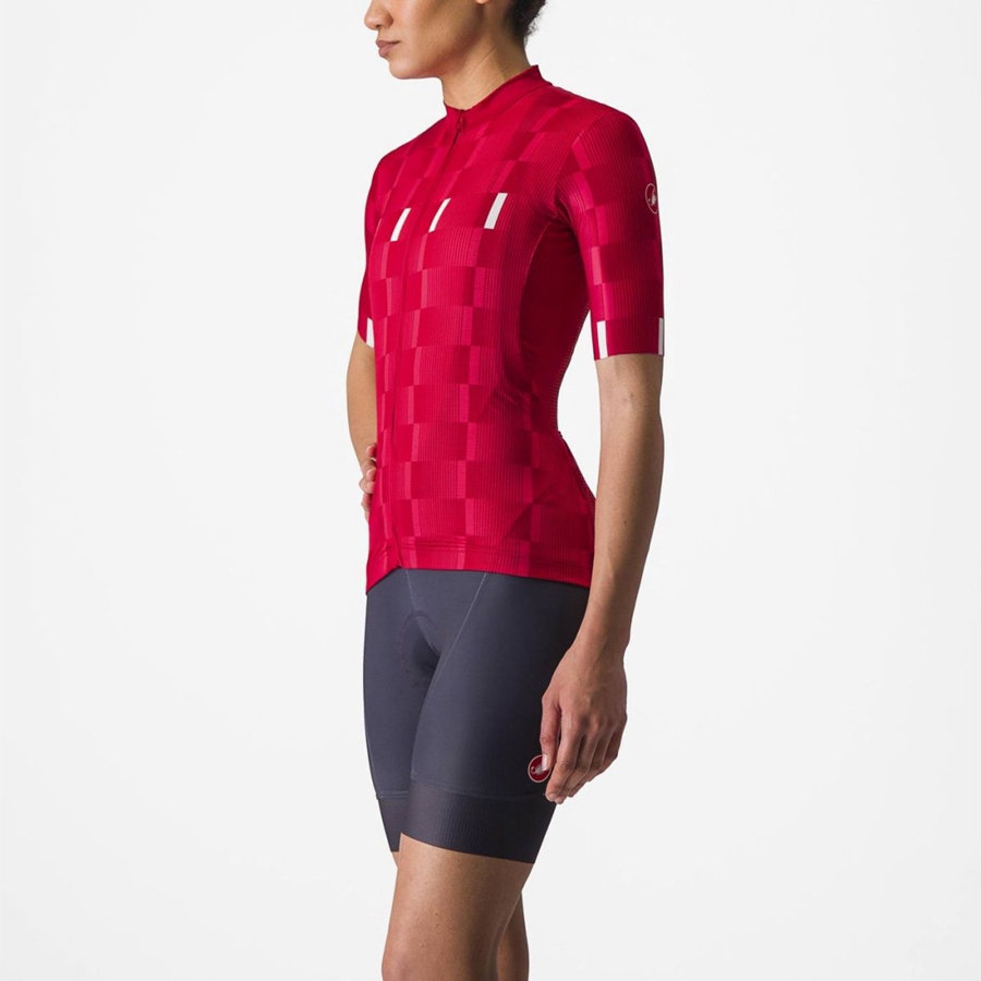 Red / White Women Castelli DIMENSIONE Jersey | FRET-93076