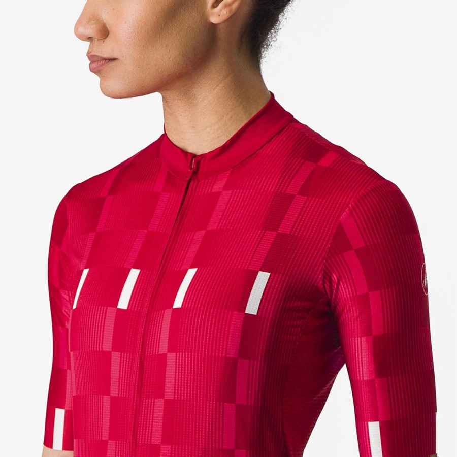 Red / White Women Castelli DIMENSIONE Jersey | FRET-93076