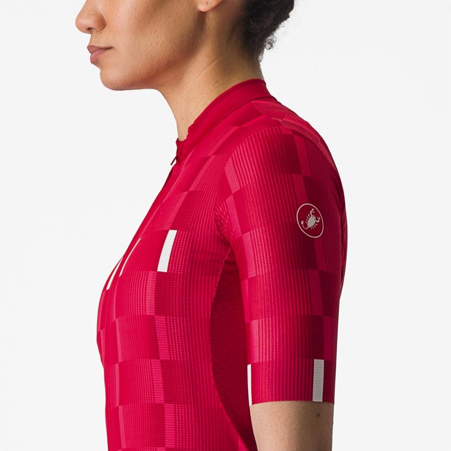 Red / White Women Castelli DIMENSIONE Jersey | FRET-93076