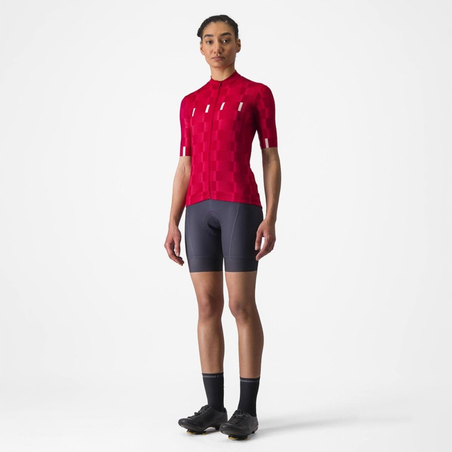 Red / White Women Castelli DIMENSIONE Jersey | FRET-93076