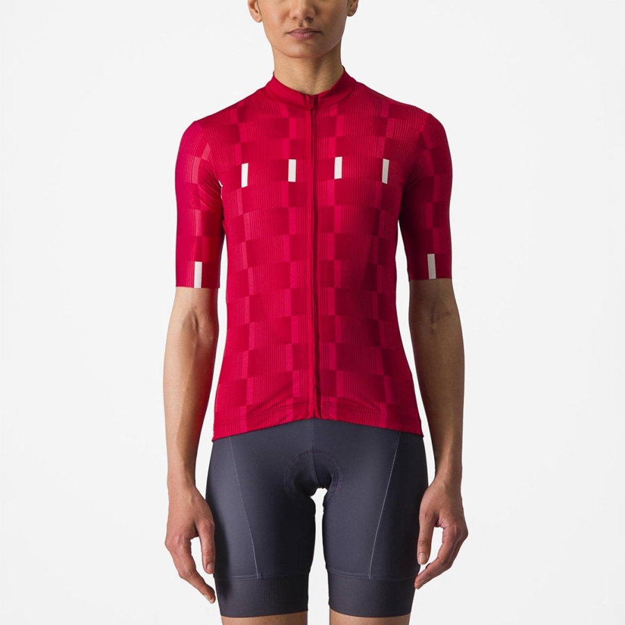 Red / White Women Castelli DIMENSIONE Jersey | FRET-93076