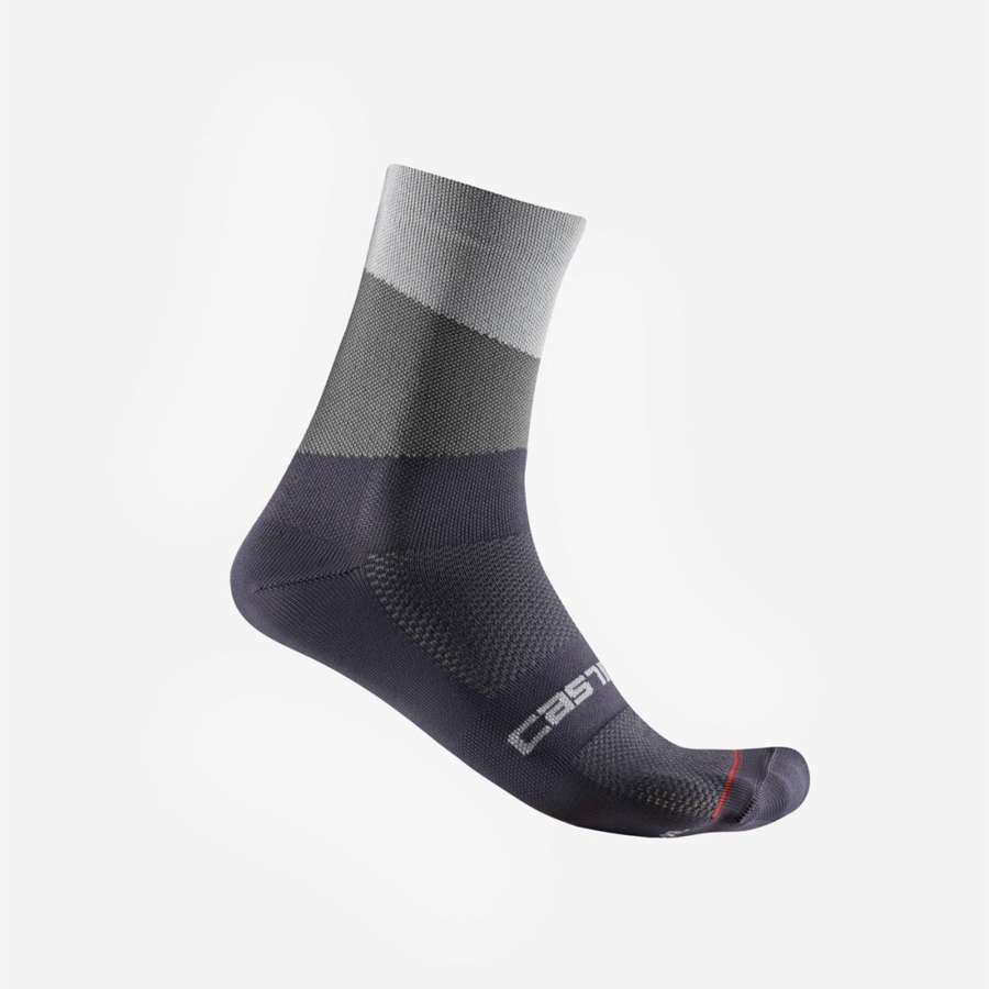 Silver Grey / Dark Grey Men Castelli ORIZZONTE 15 Socks | YLWX-48379