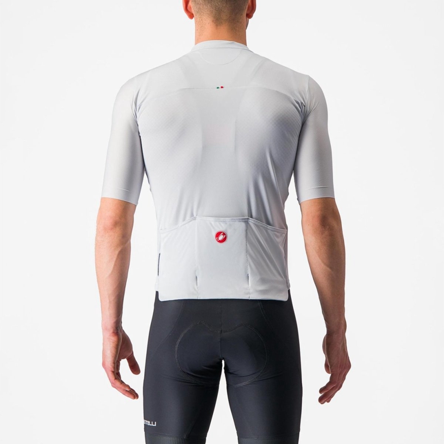 Silver Grey / Green Men Castelli PROLOGO 7 Jersey | EKAM-48201