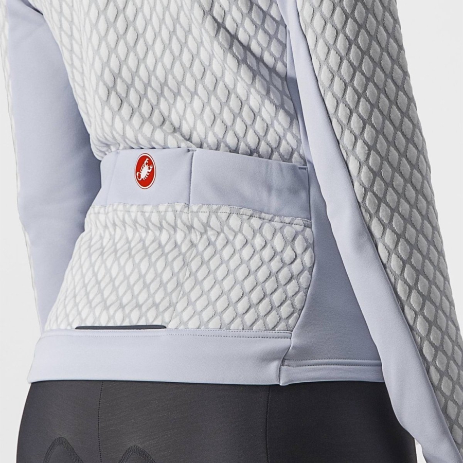 Silver Grey / White Women Castelli SFIDA 2 FZ Jersey | BTXU-69234