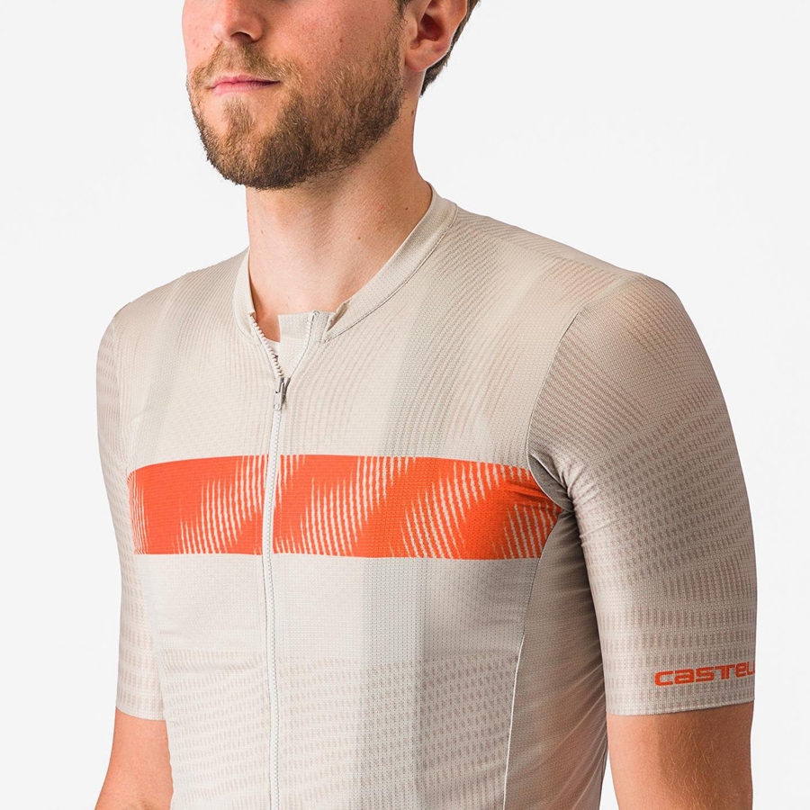 Silver / Orange Red Men Castelli UNLIMITED ENDURANCE Jersey | KFHU-13854