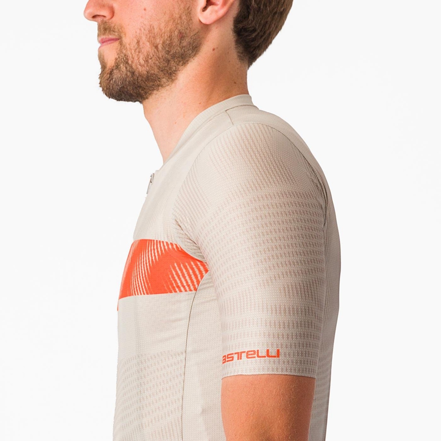 Silver / Orange Red Men Castelli UNLIMITED ENDURANCE Jersey | KFHU-13854