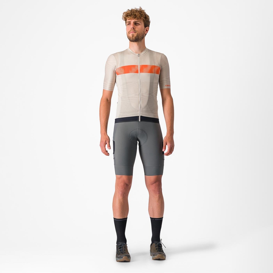 Silver / Orange Red Men Castelli UNLIMITED ENDURANCE Jersey | KFHU-13854