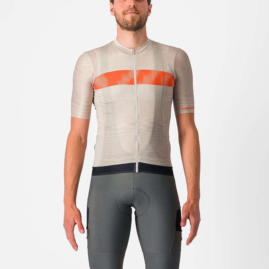 Silver / Orange Red Men Castelli UNLIMITED ENDURANCE Jersey | KFHU-13854