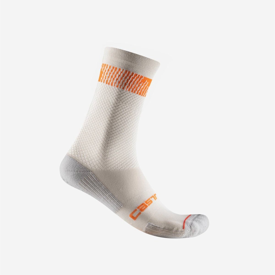 Silver / Orange Red Men Castelli UNLIMITED 18 Socks | EFYG-95206