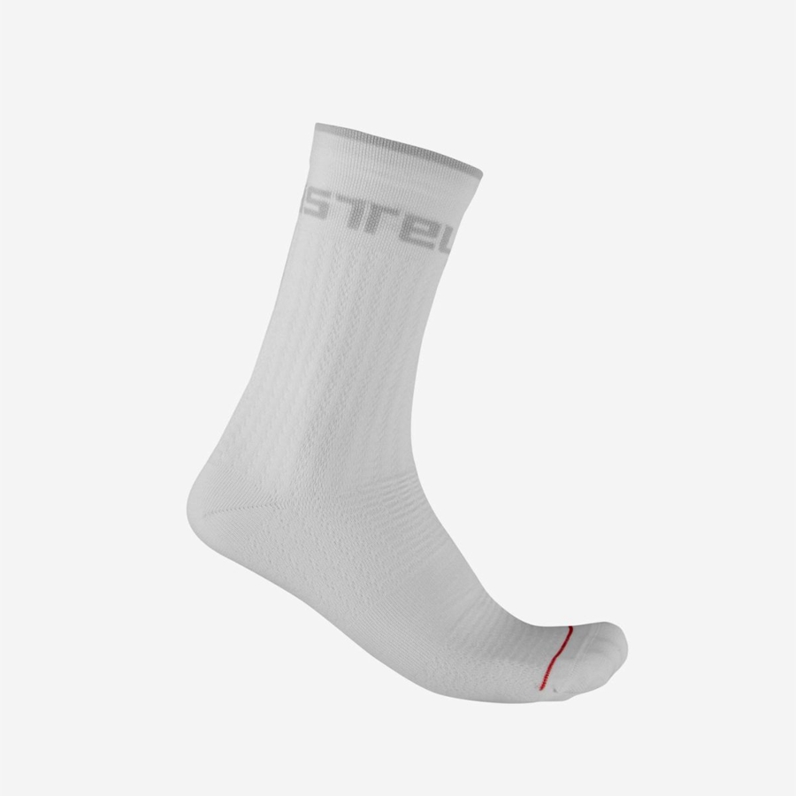 White Men Castelli DISTANZA 20 Socks | UQKL-63485