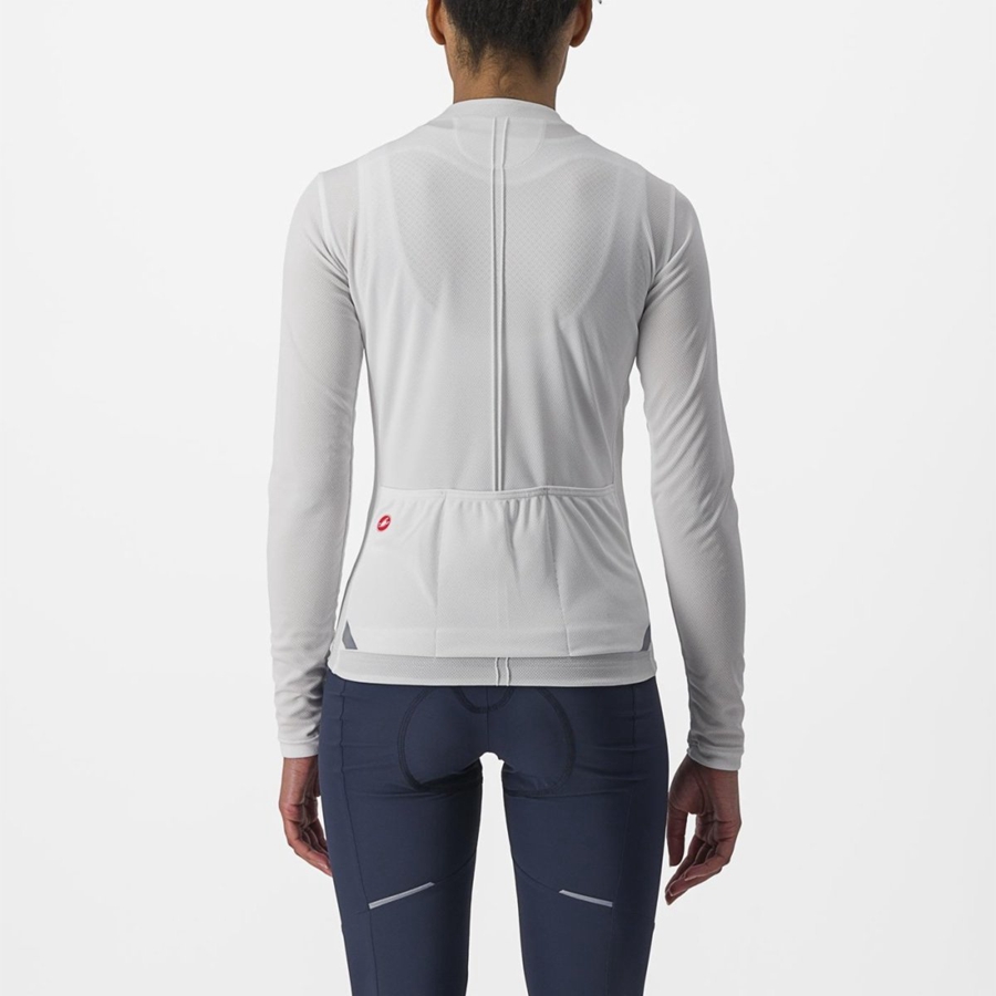 White Women Castelli ANIMA 4 LONG SLEEVE Jersey | JAUT-74258