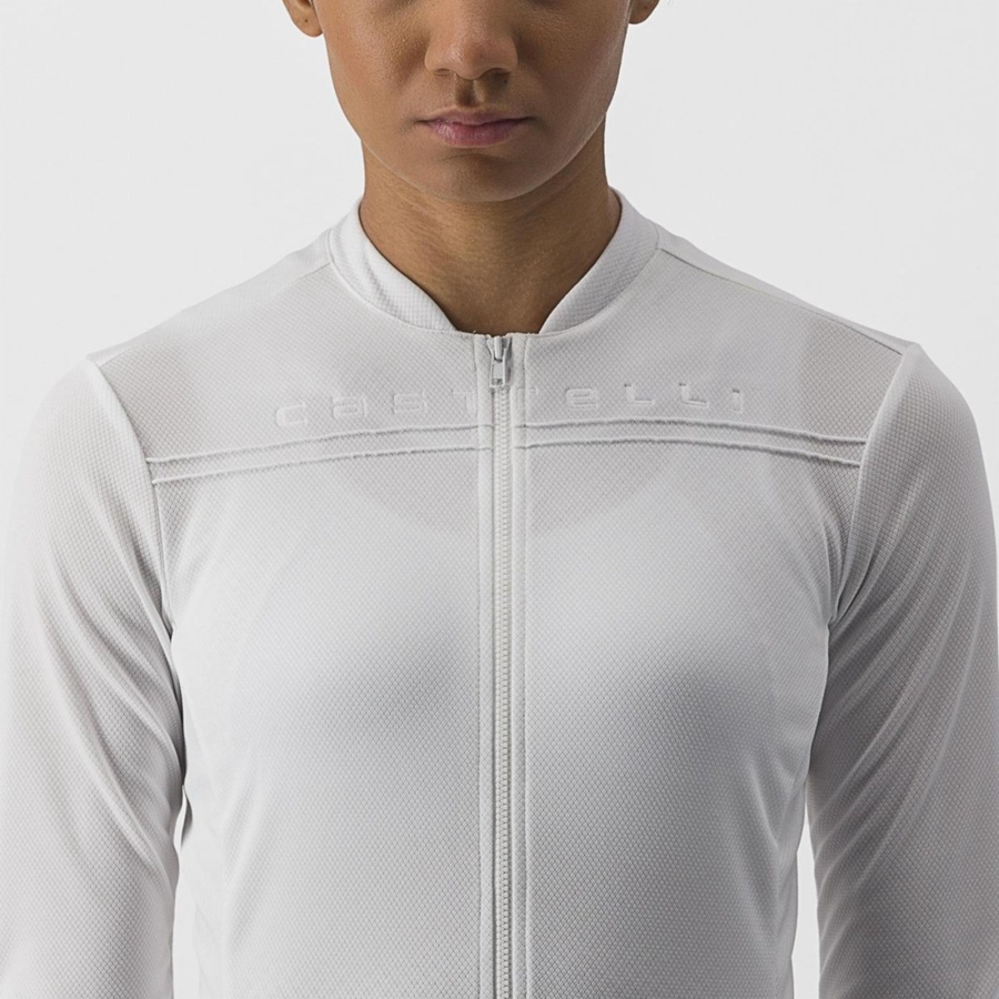 White Women Castelli ANIMA 4 LONG SLEEVE Jersey | JAUT-74258