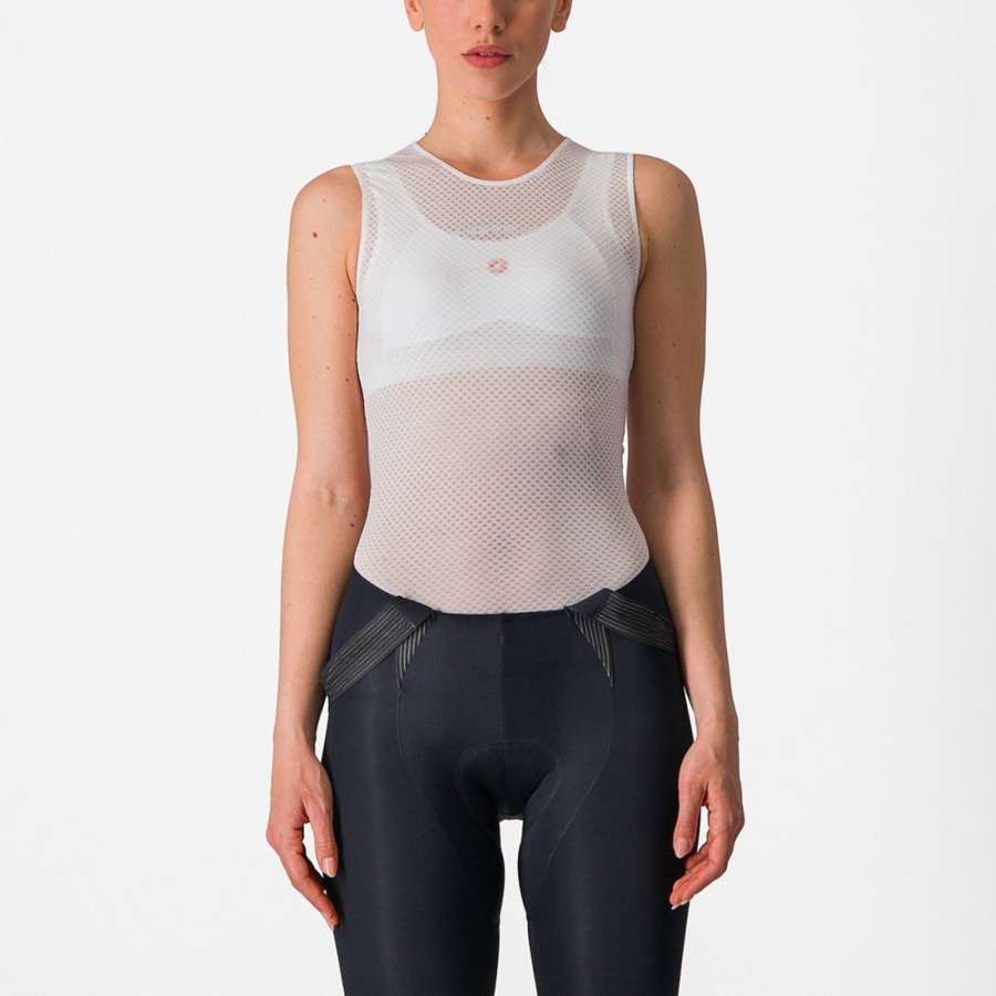 White Women Castelli PRO MESH W SLEEVELESS Base Layer | CSYO-19456