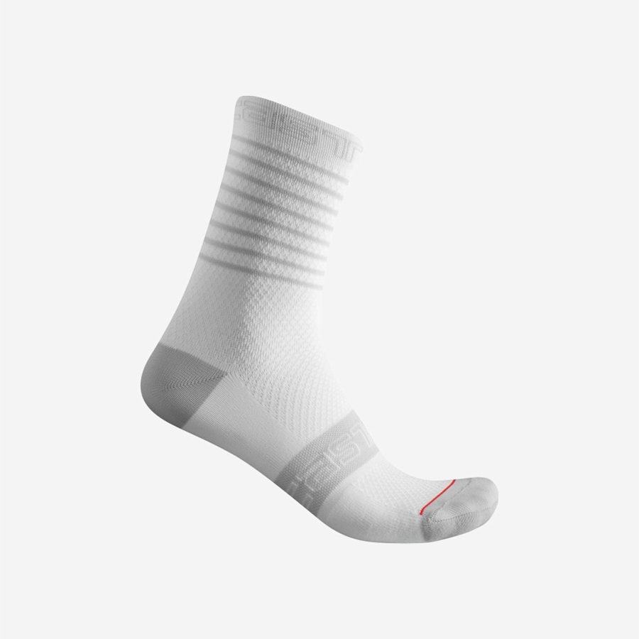 White Women Castelli SUPERLEGGERA W 12 Socks | BJWS-94102