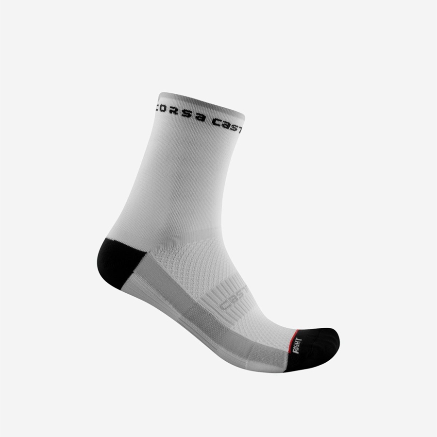 White / Black Women Castelli ROSSO CORSA W 11 Socks | HLVJ-90678