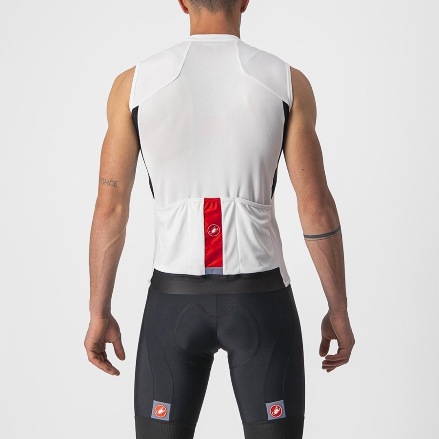 White / Black / Red Men Castelli ENTRATA VI SLEEVELESS Jersey | XIER-89750