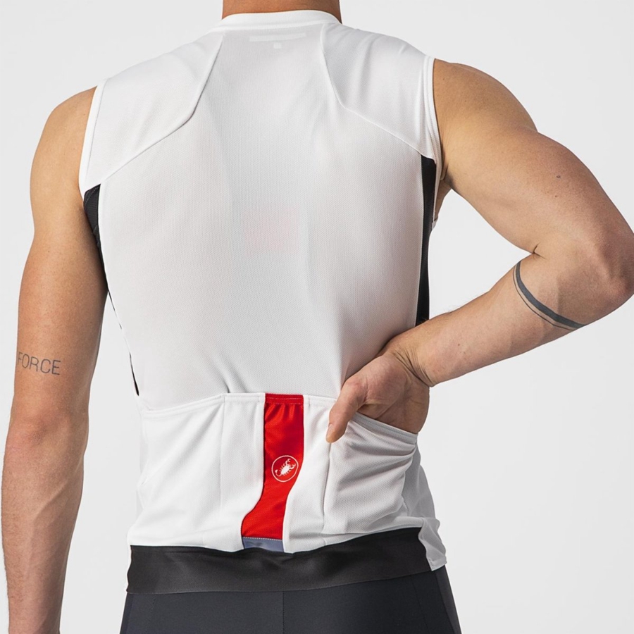 White / Black / Red Men Castelli ENTRATA VI SLEEVELESS Jersey | XIER-89750