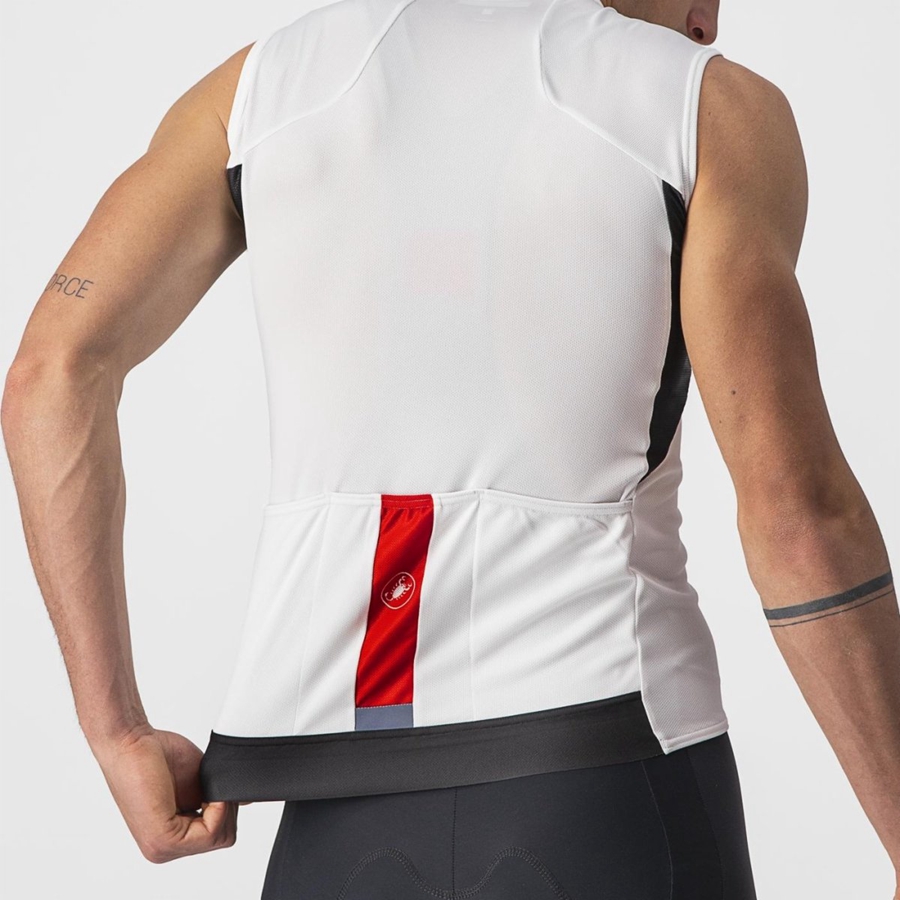 White / Black / Red Men Castelli ENTRATA VI SLEEVELESS Jersey | XIER-89750