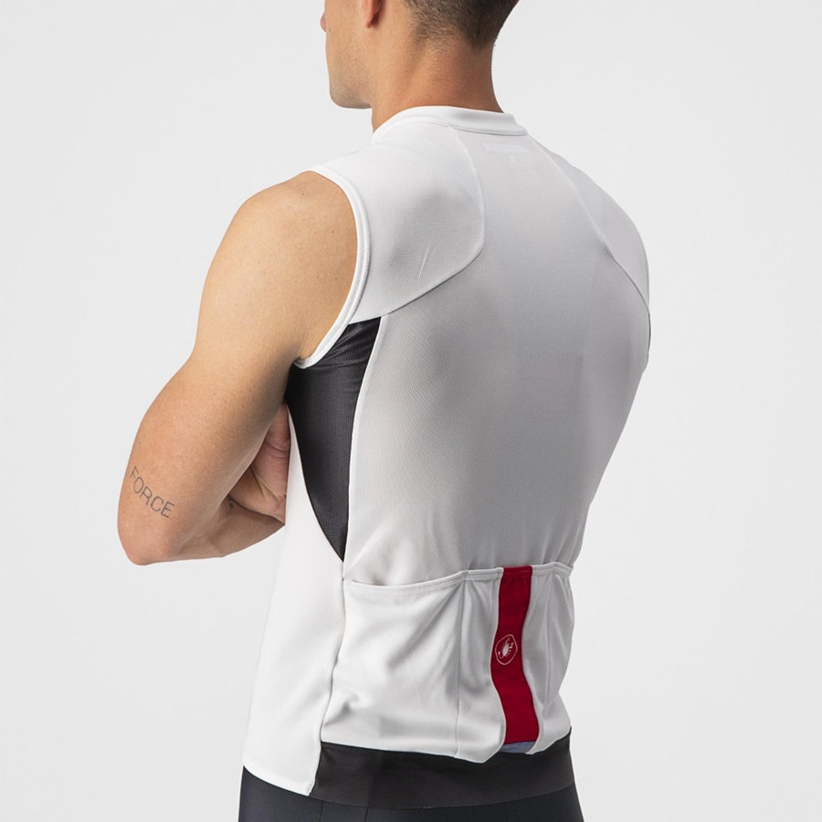 White / Black / Red Men Castelli ENTRATA VI SLEEVELESS Jersey | XIER-89750