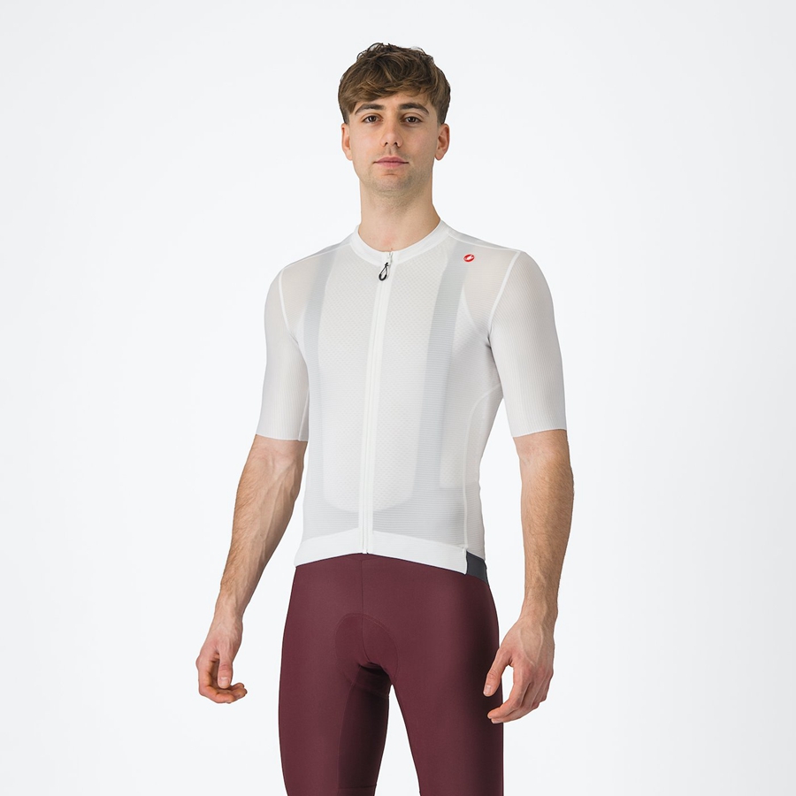 White / Dark Grey Men Castelli ESPRESSO Jersey | VHDK-41695