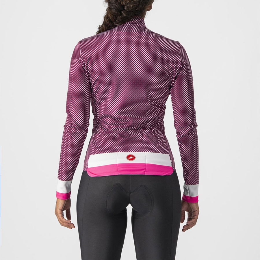 White / Pink Women Castelli VOLARE LS Jersey | UBTZ-76413